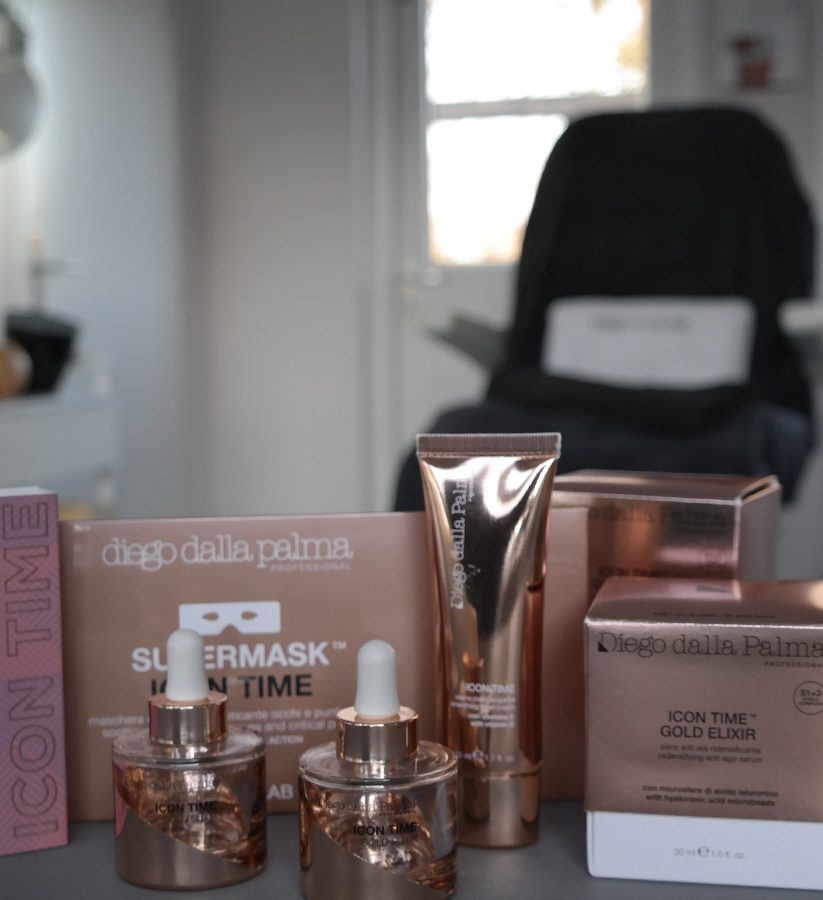 Icon Time Gold Elixir producten van Diego Dalla Palma in de behandelruimte